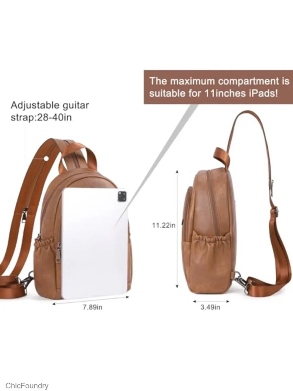 Sling Backpack Convertible Crossbody PU Leather Small Travel Purse